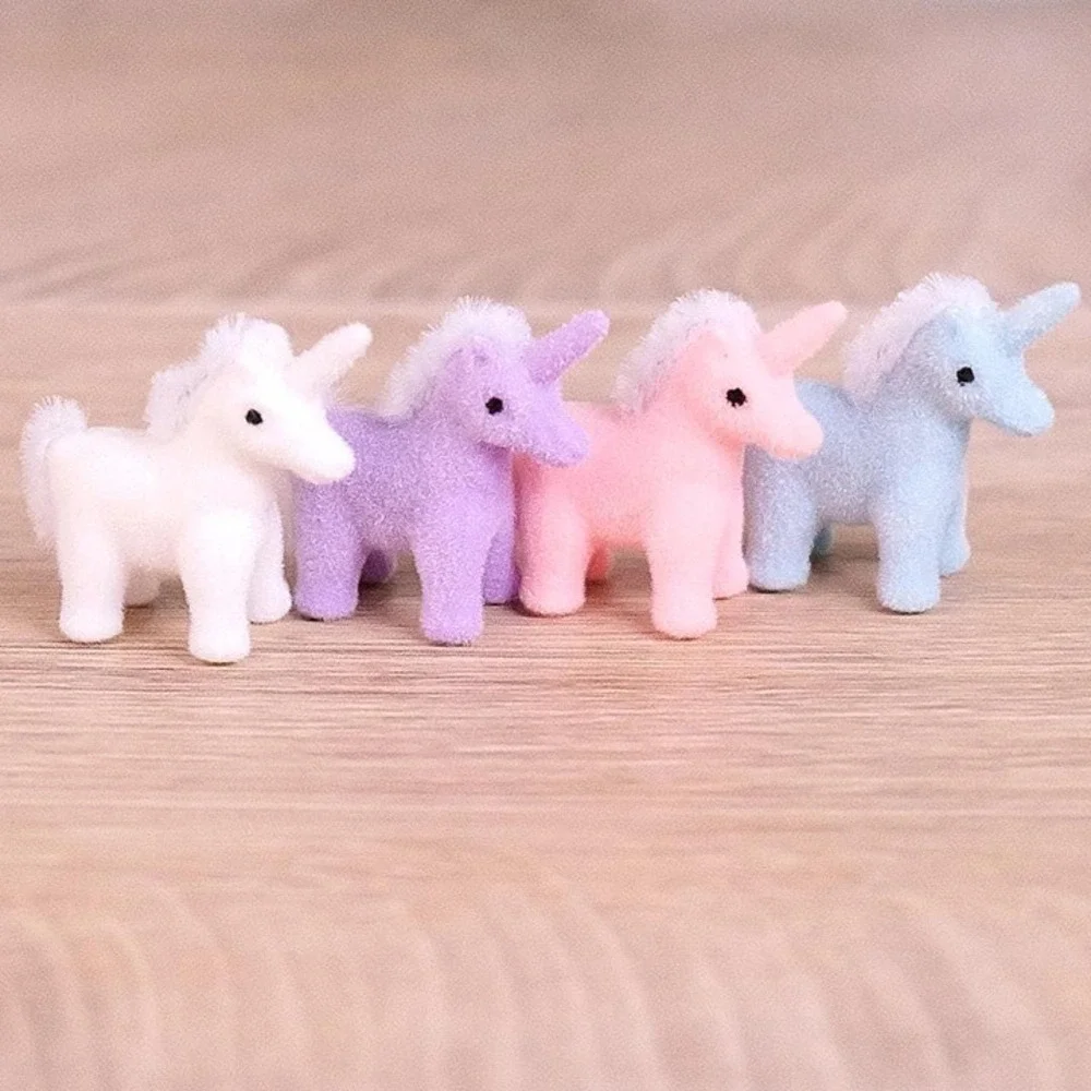 Miniature Flocked Unicorn Figurine - Mini Unicorn Figures - Crafts & Dioramas